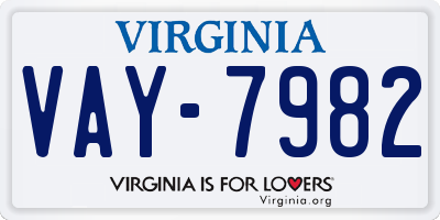 VA license plate VAY7982