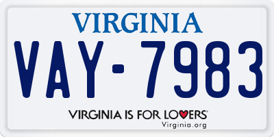 VA license plate VAY7983
