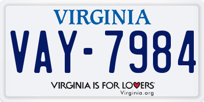 VA license plate VAY7984