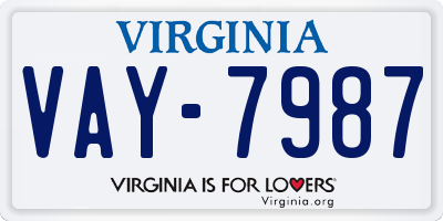 VA license plate VAY7987