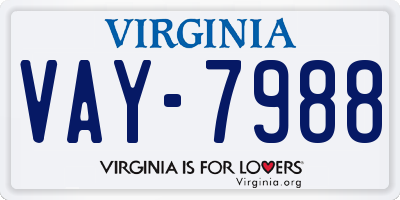 VA license plate VAY7988