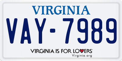 VA license plate VAY7989
