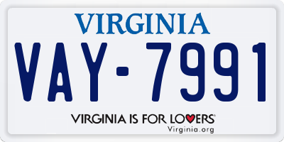 VA license plate VAY7991
