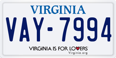 VA license plate VAY7994
