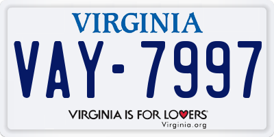 VA license plate VAY7997