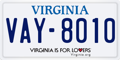 VA license plate VAY8010
