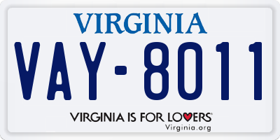 VA license plate VAY8011