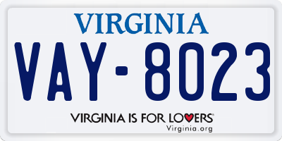 VA license plate VAY8023