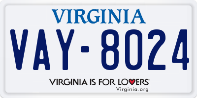 VA license plate VAY8024