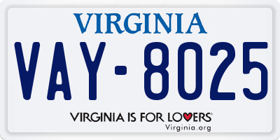 VA license plate VAY8025