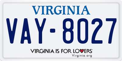 VA license plate VAY8027