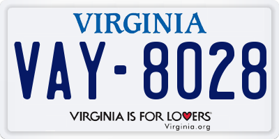 VA license plate VAY8028