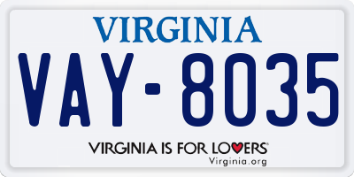 VA license plate VAY8035