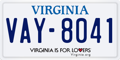 VA license plate VAY8041