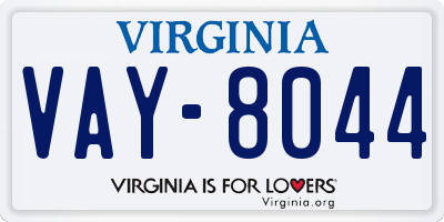 VA license plate VAY8044
