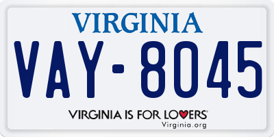 VA license plate VAY8045