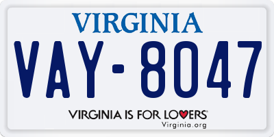 VA license plate VAY8047