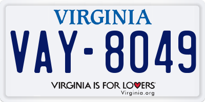 VA license plate VAY8049