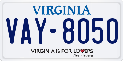 VA license plate VAY8050