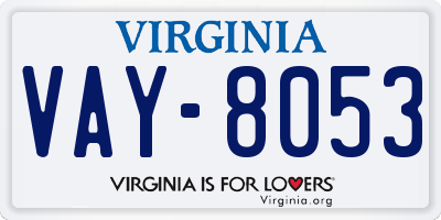 VA license plate VAY8053