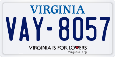 VA license plate VAY8057