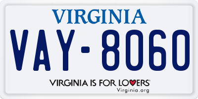VA license plate VAY8060