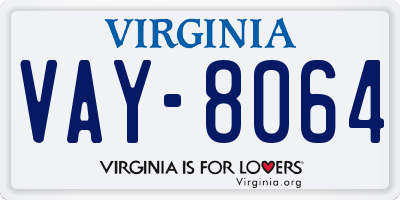 VA license plate VAY8064