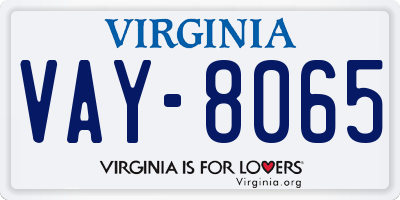 VA license plate VAY8065