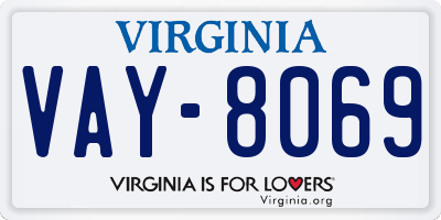 VA license plate VAY8069