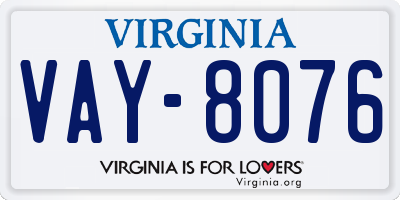 VA license plate VAY8076