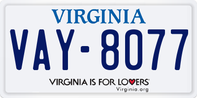 VA license plate VAY8077