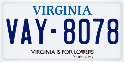 VA license plate VAY8078
