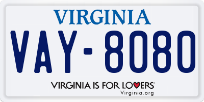 VA license plate VAY8080