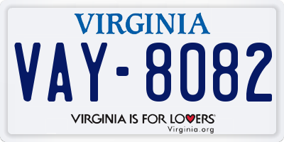 VA license plate VAY8082