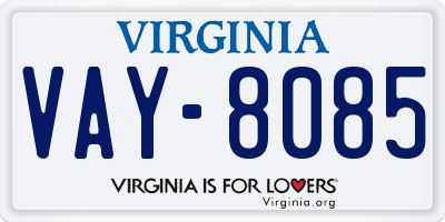 VA license plate VAY8085