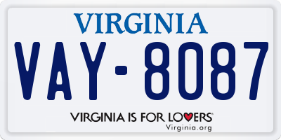 VA license plate VAY8087