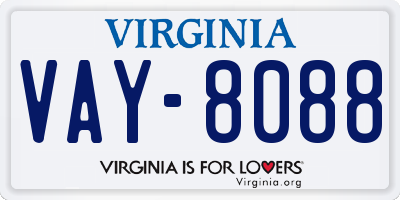 VA license plate VAY8088