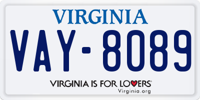 VA license plate VAY8089