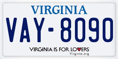 VA license plate VAY8090