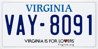 VA license plate VAY8091