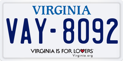 VA license plate VAY8092