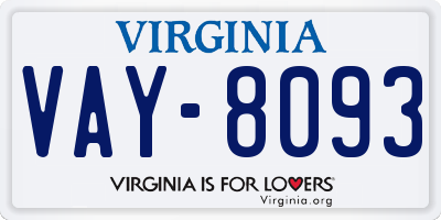 VA license plate VAY8093