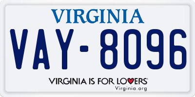 VA license plate VAY8096