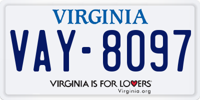 VA license plate VAY8097