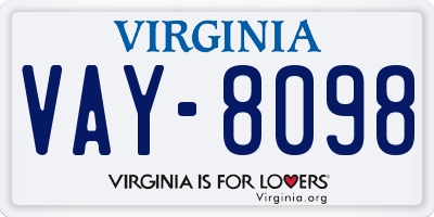 VA license plate VAY8098