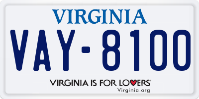 VA license plate VAY8100