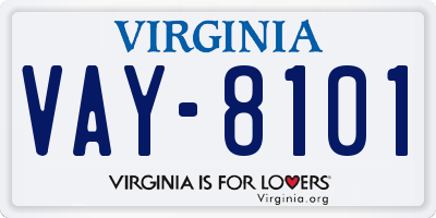 VA license plate VAY8101