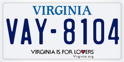 VA license plate VAY8104