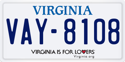 VA license plate VAY8108