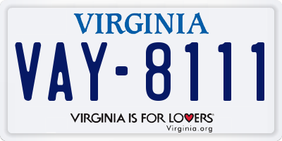 VA license plate VAY8111